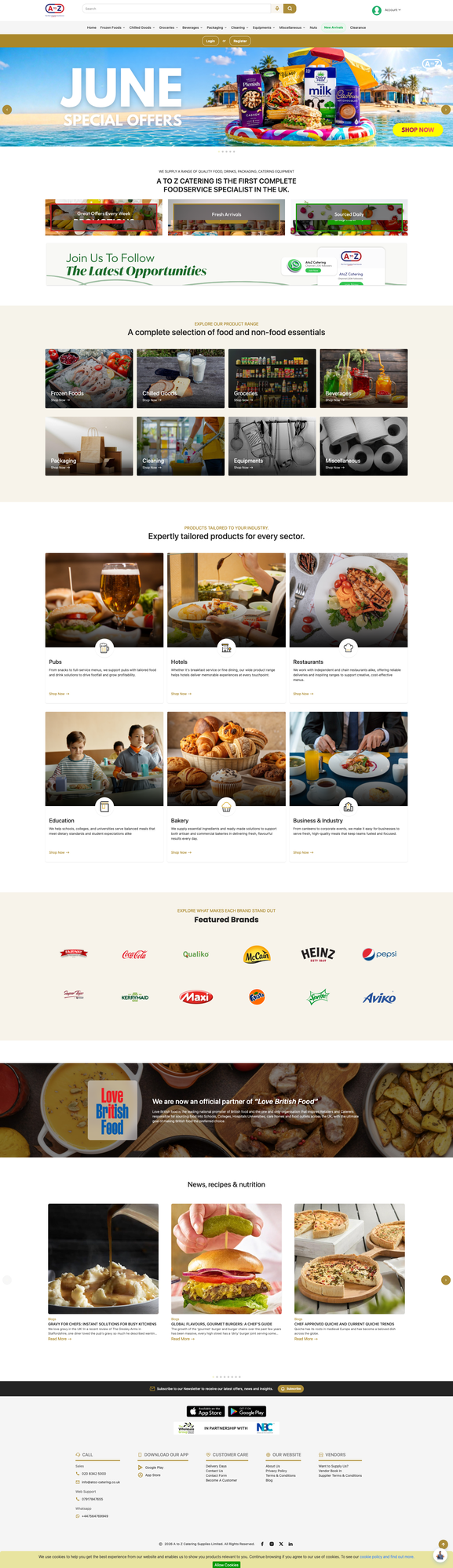 A to Z Catering Website Preview
